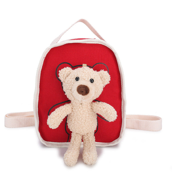Barn Barn ryggsäck Toddler skolväska Söta pojkar och flickor Mini Cartoon Bear Princess Red