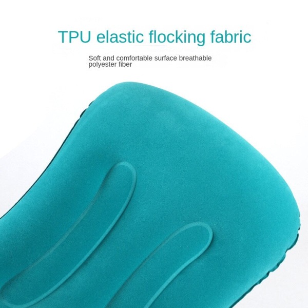 Pehmeä mukava matkatyynypuristin puhallettava tyyny Kannettava taitettava ulkotyyny Blue-flocking fabric