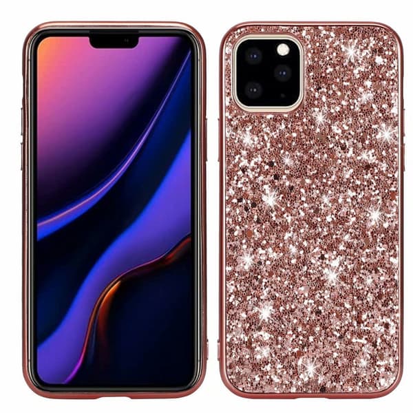Deksel til iPhone 14 Plus - Rosegull glitterfinér elektroplettering full anti-fall utside