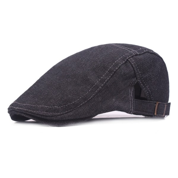 Baretterhat Denim Baskerhue til mænd Monokrom Simple Advance Hatte Hat Solhat til kvinder Dark Blue Adjustable