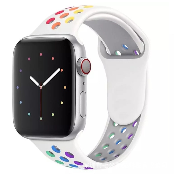 Klockarmband för Apple Watch iWatch 38/40/41mm standard vit regnbåge