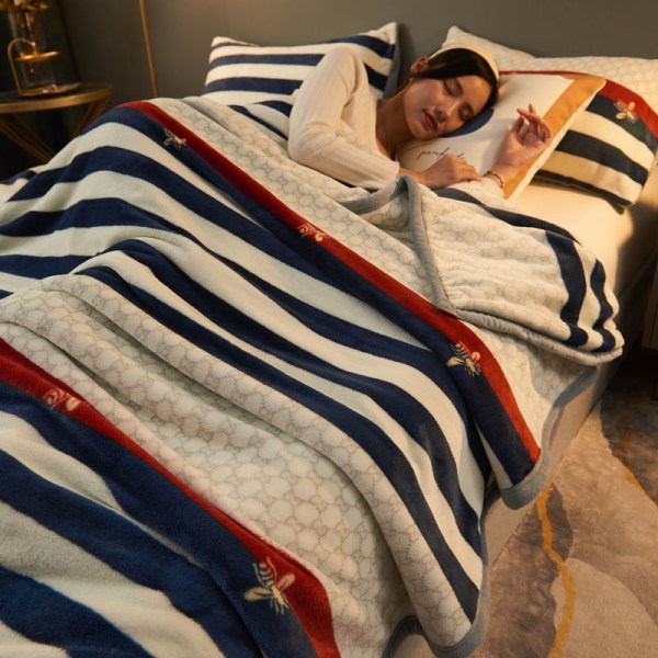 Fleece tæppe Vinterseng dobbeltsidet med fløjl Milk Coral Flanell Aircondition tæppe Nordic style 150*200cm