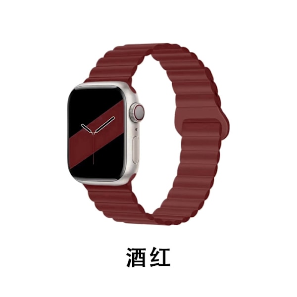 Klockarmband för Apple Watch iWatch 38-41 S10/42mm vit box vinröd