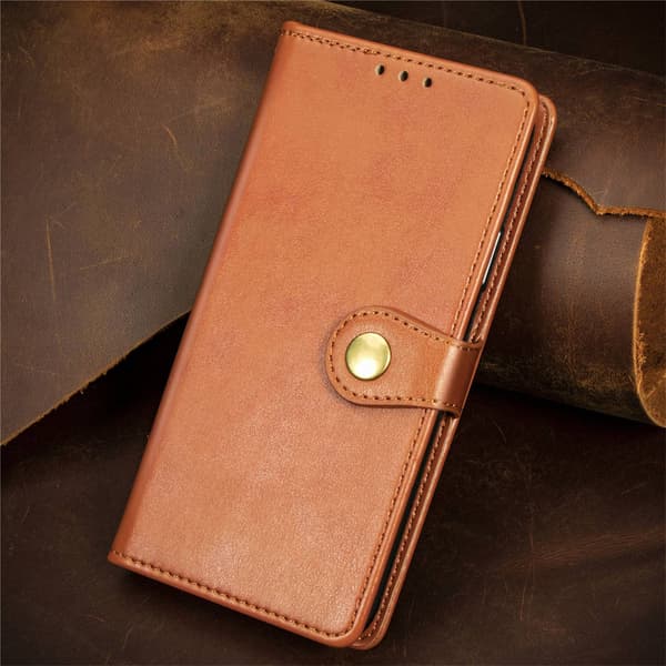 Etui til Samsung A53 brunt lær business solid flip flere modeller