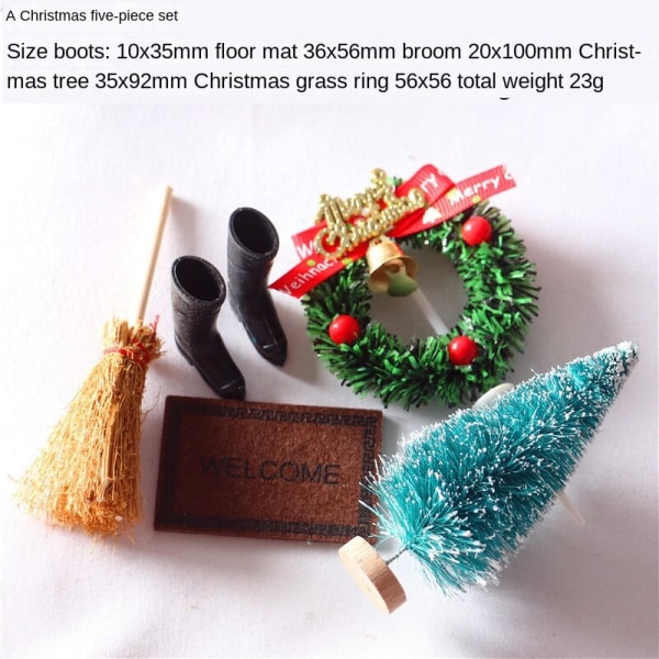 Miniatyrmøbler Leketøy Dukker Hus DIY dekorasjon Tilbehør Mini 1:12 Dør jul Christmas A red bead