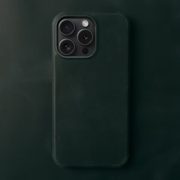 Fodral för iPhone16Pro Crazy horse läder mörkblå anti-fall