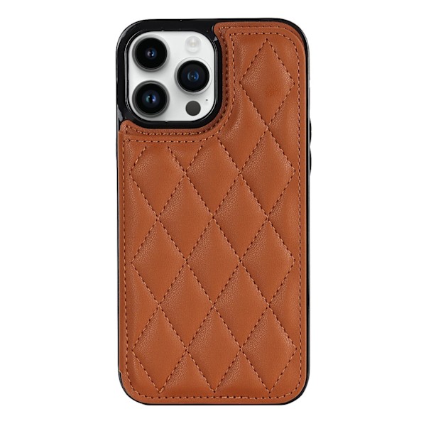 iPhone 14 Pro -kotelo, ruskea, sisäänrakennettu tuplalukko, korttipidike, timanttipaikka, suojaava nahka