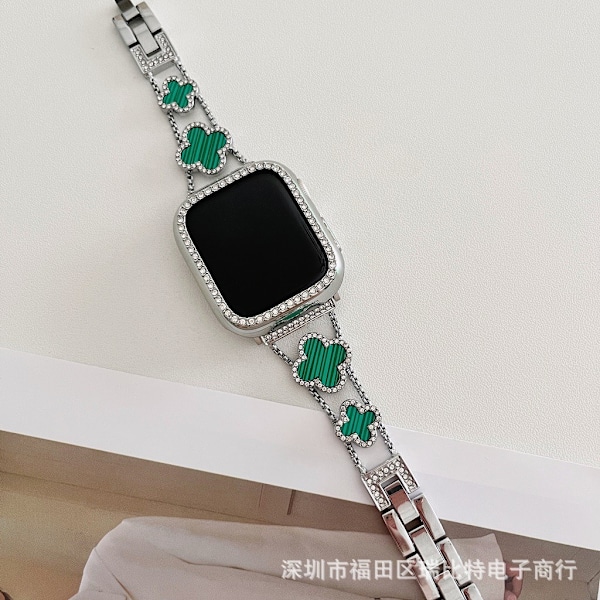 Klockarmband för Apple Watch iWatch 42mm 0:e generationen Silver med grön