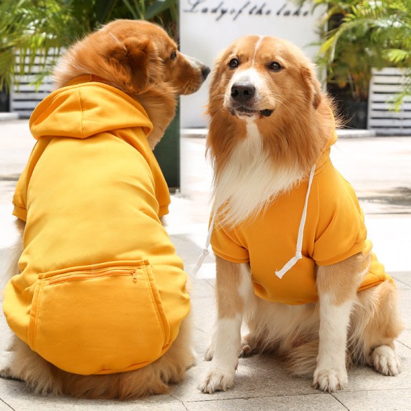 Lemmikkien vaatteet syksyn ja talven fleece vetoketjullinen taskupusero iso, keskikokoinen ja pieni Ginger yellow L (about 8-11 Jin pet)