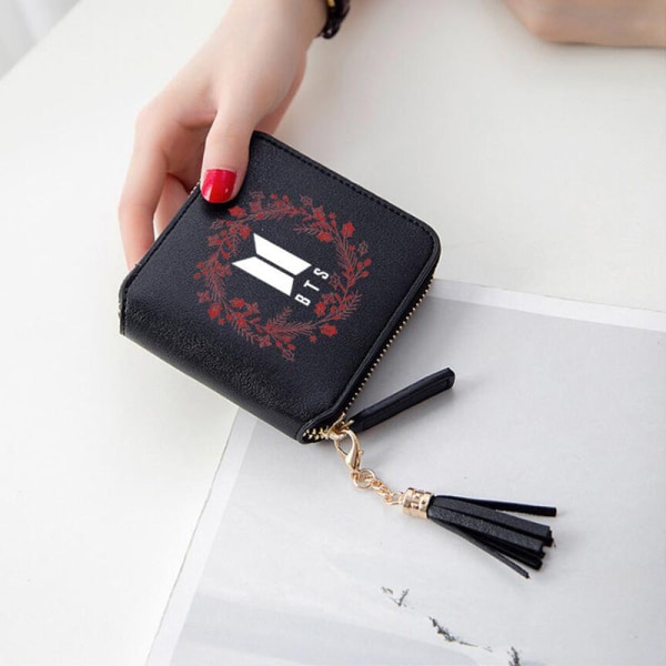 Dame lommebok myntveske Youth League Album Signatur Logo Pu Liten Lett Clutch Dark black 11*10*2.5cm