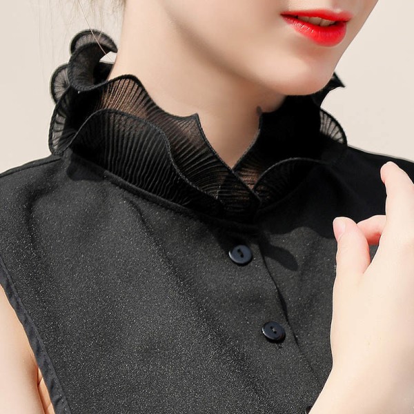 Kvinder piger falsk krave Aftagelig multifunktionel skjortedekoration Blondetøj Skjortetrøje efterår og vinter Pure crochet (black)