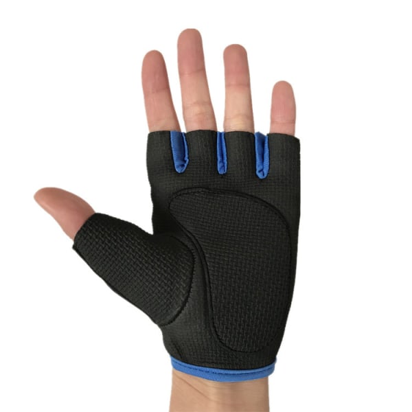 Naiset Miehet Pyöräilyhanskat Half Finger Outdoor Sports Hengittävä harjoitus Blue and Black M