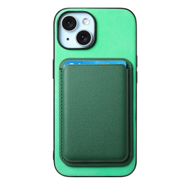 Kotelo iPhone 14 Pro Max -puhelimelle, vihreä korttipidike, magneettinen nahka