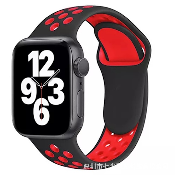 Kellon ranneke Apple Watch iWatch 42/44/45/49mm pidennetty musta ja punainen