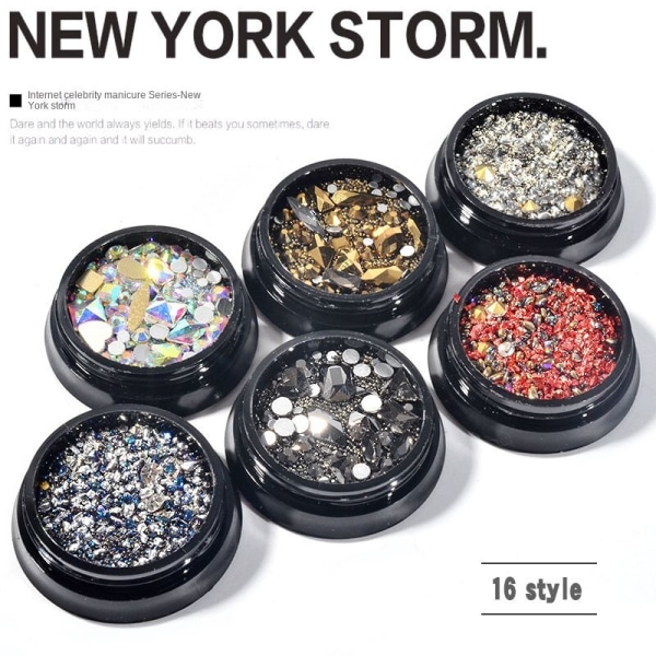 Negledekorasjoner for Nail Art Net Red Diamond Ins Style Mixed Square Bottoming Drill New York storm FB16