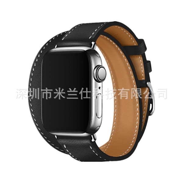 Urrem til Apple Watch iWatch 38/40/41/42mm-S10 38 Dobbelt Cirkel Sort Hvid Linje