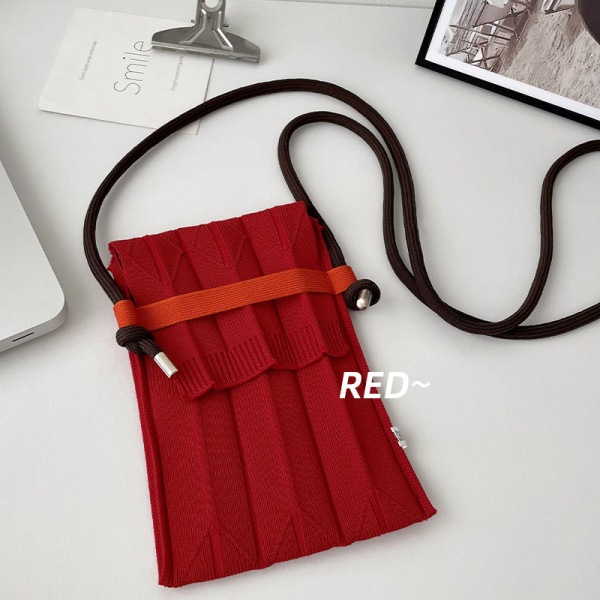 Kvinder håndtaske Design Plisseret One-Soulder Crossbody Mini Telefon Red Average size