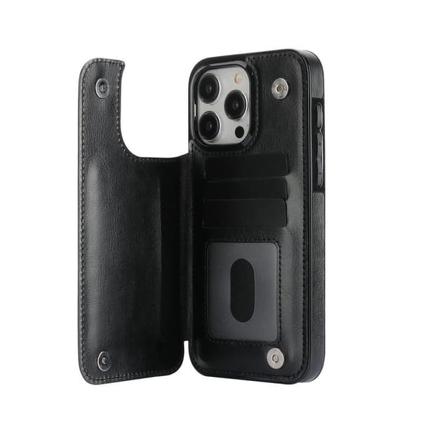 Etui til iPhone 16plus sort multifunktions kortholder