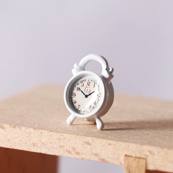 Miniature Møbler Legetøj Dukker Hus DIY Dekoration Tilbehør Mini Lille Vækkeur White alarm clock