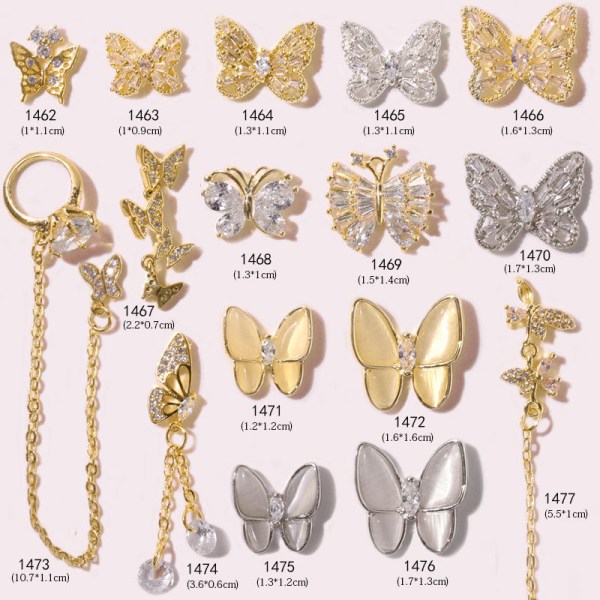 Negledekorasjoner for Nail Art Nail Butterfly Ornament Tredimensjonal Super Flash Rhinestone 1462