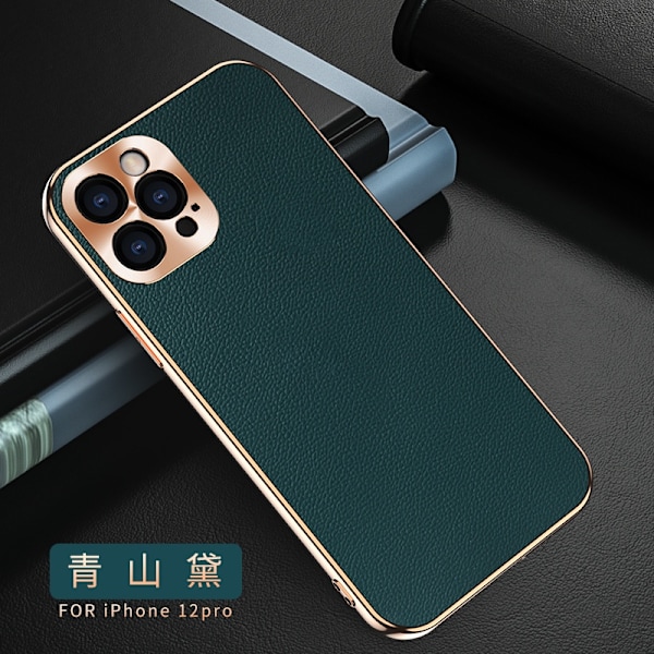 Etui til iPhone 14 Pro Max Qingshan Dai læder litchi mønster galvanisering blød kant anti-fald
