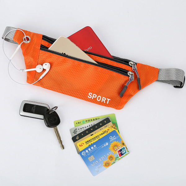 Fanny Pack Running Belt Waist Bag Organizer Sateenkestävä Kevyt monivärinen Orange Three pockets