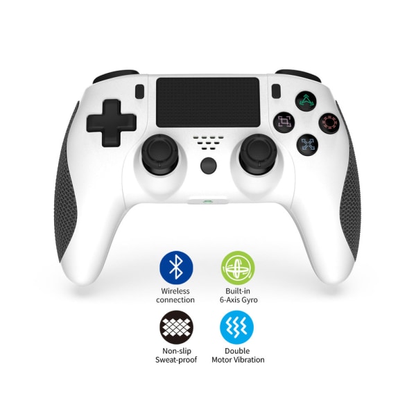 Vibration PS4/Slim/Pro Gamepad P4 trådløs håndtaksstropp seksakset kroppsfølingsfunksjon White and Black