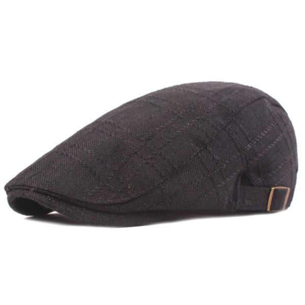 Baret Hat Linen Beret Mænds Peaked Cap Vintage Advance Hatte Kunstnerisk Youth Hat Solhat Black Adjustable