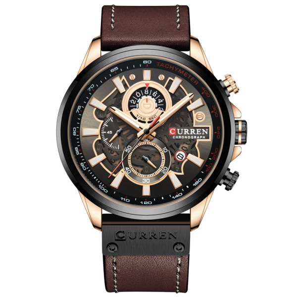 Herrmode Business Watch Quartz Waterproof Watch MZMW-8380 Dark brown