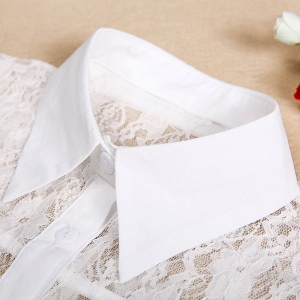 Damkrage Avtagbar halv spetsskjorta Dekorativ spets Söta kläder white