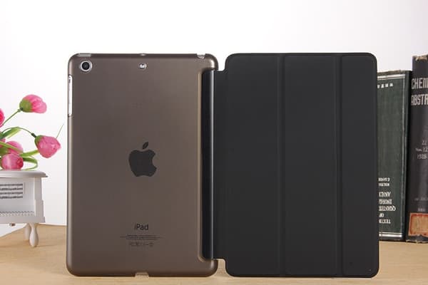 Stilfuldt etui til iPad AIR/5 sort læder tri fold elastisk sleep