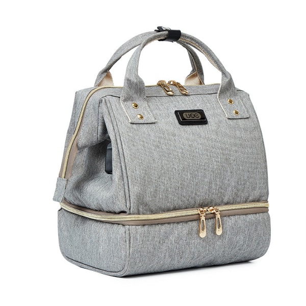 Vaippalaukut Mommy Bag Kannettava reppu vedenpitävä eristetty lounaskassi Linen Gray