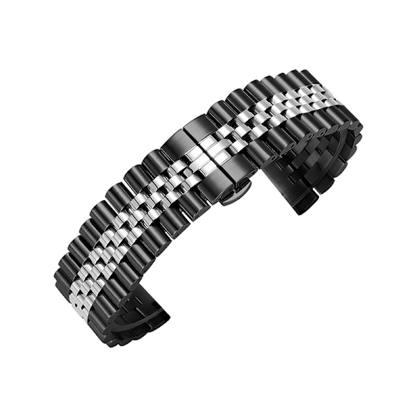Urrem til Apple Watch iWatch til 1-7 generationer - størrelse 38-40-41mm sort sølv - oksering fem perler