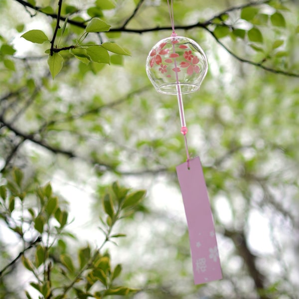 Vindklokker Glasklokke Kreativ Soveværelse Pendler Meditation Sommer Pink cherry blossom