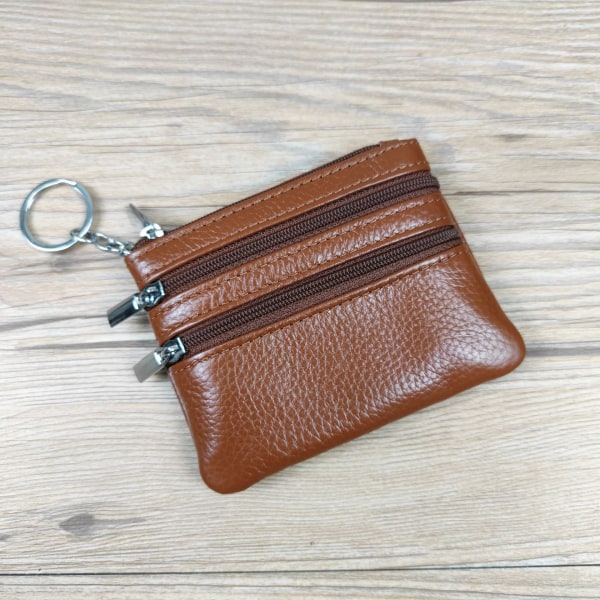 Naisten lompakko kolikkokukkaro Monitoiminen aitoa nahkaa oleva käyntikorttikotelo, pieni case Brown