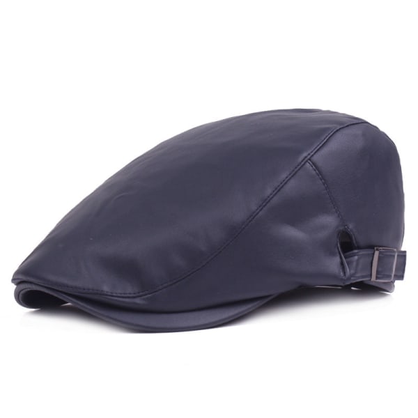 Barettihattu Nahka Miesten Nahkainen Cap Keski-ikäiset ja Vanhukset Talvi nahkainen Advance Hatut Naisten Lämmin Nahkahattu Dark Blue Adjustable