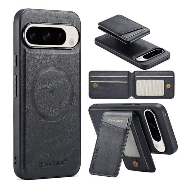 Fodral för iPhone 14plus025 svart magnetiskt läder kortinsättning avtagbar