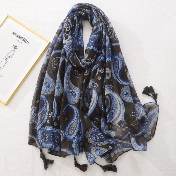 Women Scarf Shawl 2022 Spring Autumn Cotton and Linen Tassel Sun Protection Red dark blue 180*90cm