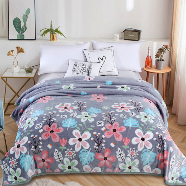 Fortykket høst- og vinterteppe Flanellteppe Flanell Airconditionteppe Coral Fleece Plum dot 120*200cm