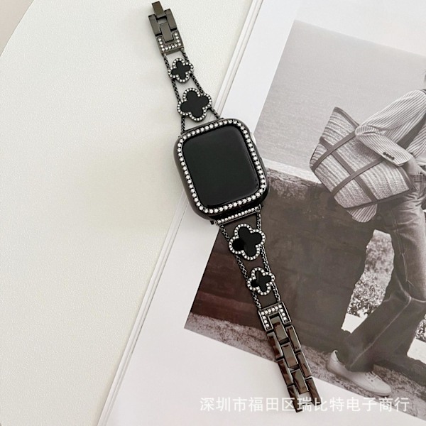 Urrem til Apple Watch iWatch 40mm 4/5/6/SE sort på sort