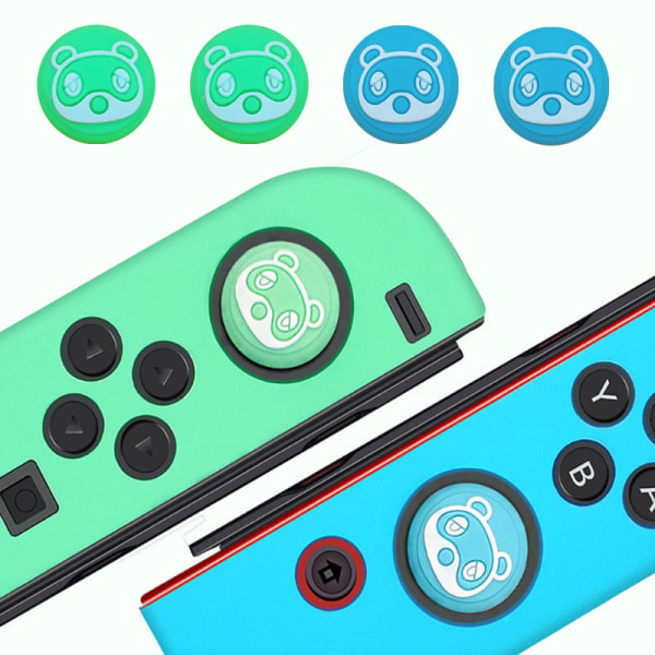 Til Nintendo Switch Venstre og Højre Håndtag Silicon Rubber Sleeve OLED beskyttelsescover Blue and green leaves
