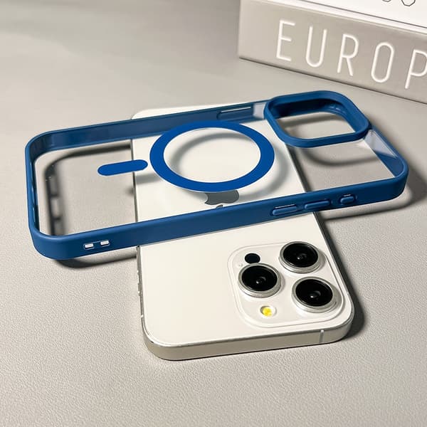 Fodral för iPhone 17 Mörkblå Transparent Magnetisk