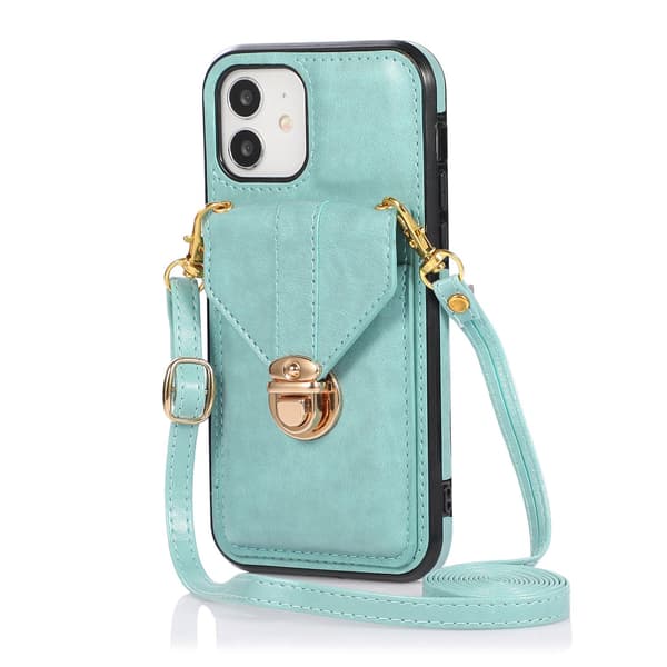 Etui til iPhone 14PRO grøn mode crossbody kortholder hardware