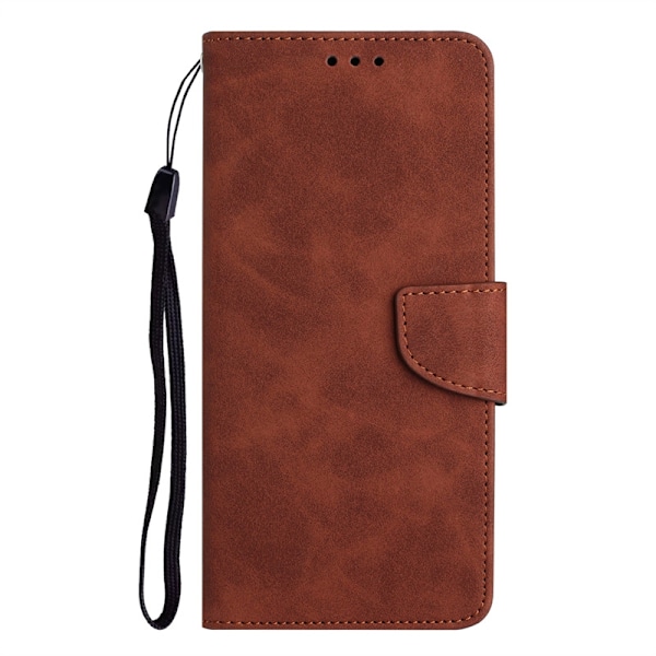 Fodral för iPhone 13ProMax Brun solid flip blad kortplats läder solid hudkänsla spänne