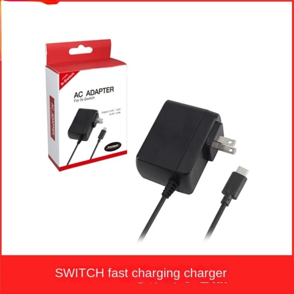 For Switch Game Host Strømforsyning Lader Transformatorhåndtak Fast Charge Firecow Black-American Standard