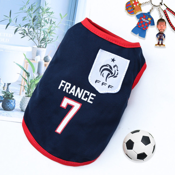 Kæledyrstøj Hunde Golden Retriever Sommer Mesh vest VM Ball Uniform Basketballtøj Navy blue No. 7 France l