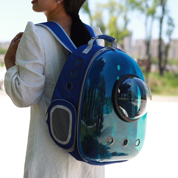 Kvinner jente ryggsekk skulderveske skolesekk Cat Transparent Space Capsule Loop Pustende Red 33*27*44cm