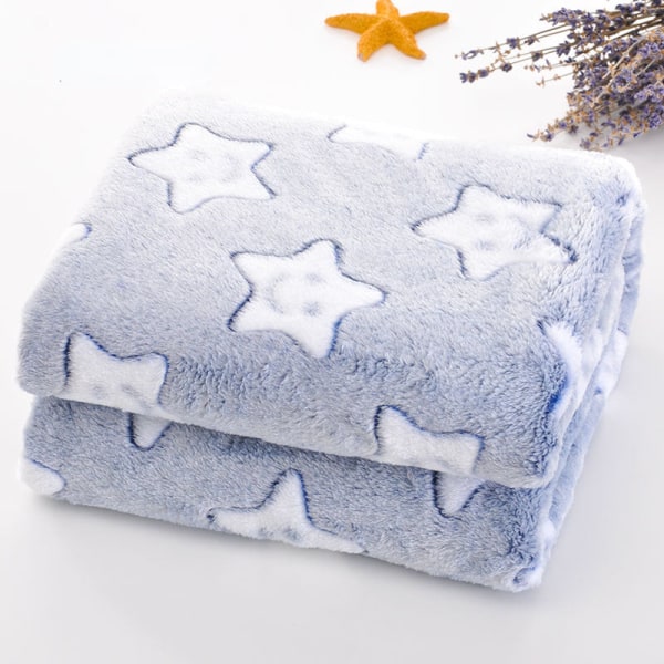 Tæppe Flanel lur Tæppe Lille tæppe til børn Dyne Enkelt tyndt sommerairconditiontæppe Navy blue star 100X150cm