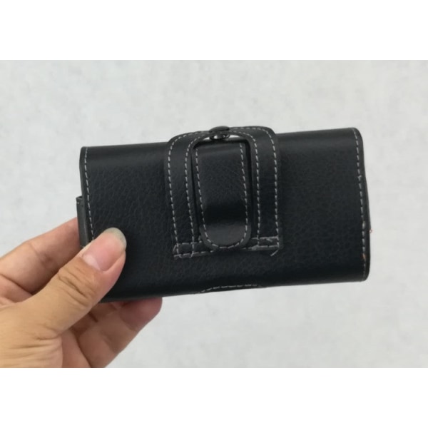 Män kvinnor Fanny Pack Midjeväska Hängande telefon Cover Äldre Människor Mobil hushållsmaskin Case Black litchi pattern 2.6 inch