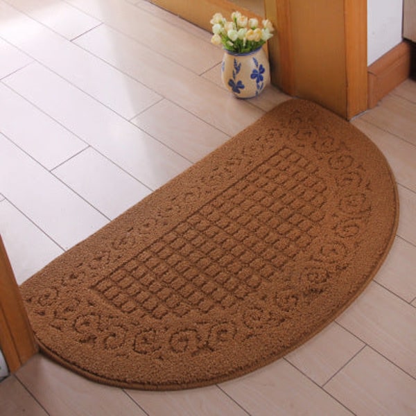 Badematte Sklisikre Absorberende dusj Badeteppe Teppe Halvsirkel Brown 38*58CM